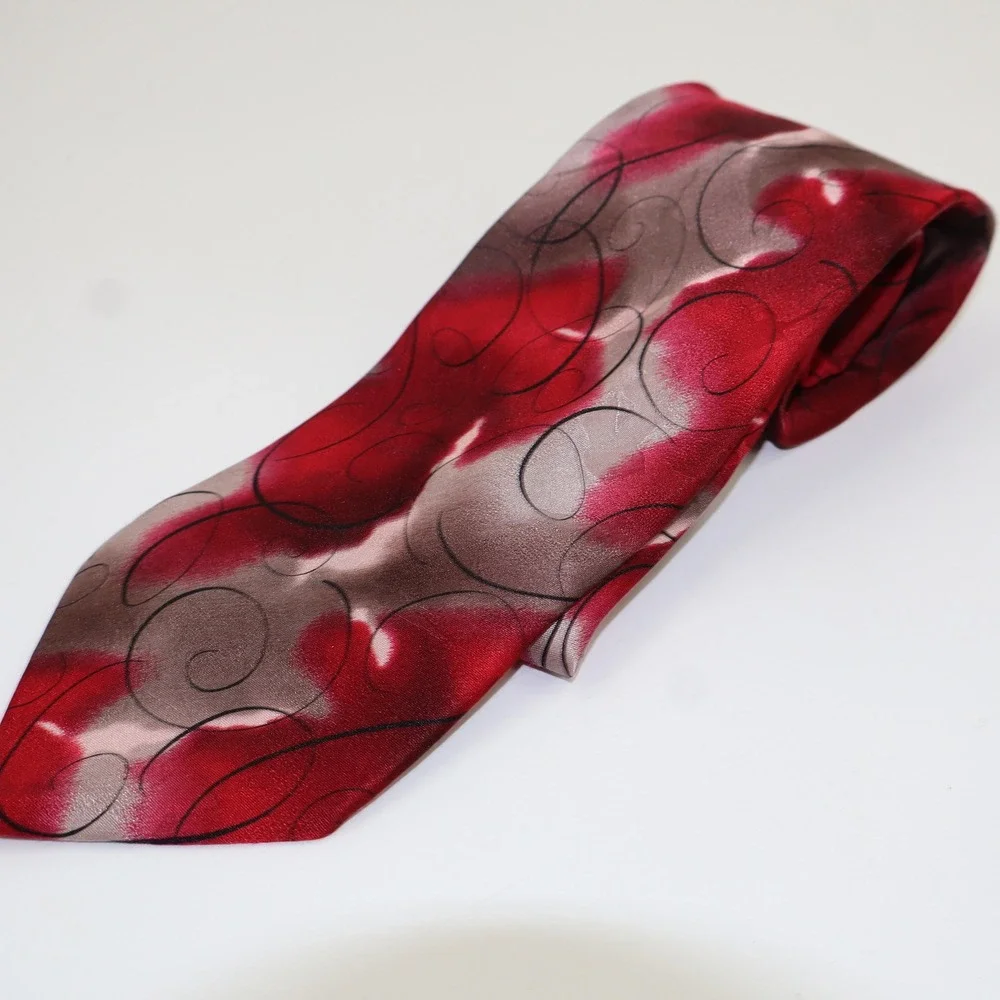 J. Garcia Silk Tie Mens One Size Red Grey Dawn at the Ritz‎ Collection 43 LE